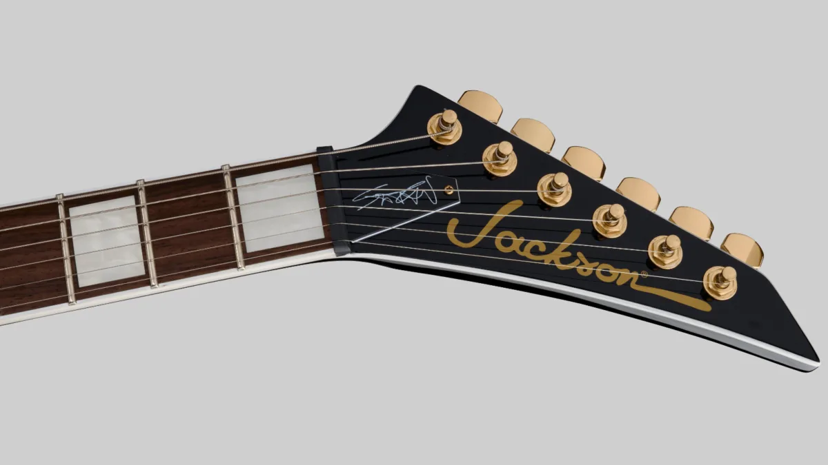 Jackson Signature Scott Ian King V KVXT Headstock Close Up